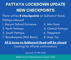 UPDATE! Pattaya City Hall approved new checkpoints on 10 APR 2020.