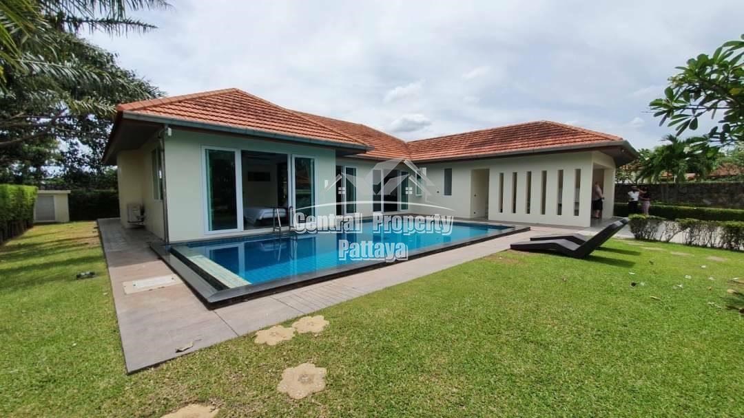Beautiful 4 Bedroom Pool Villa for rent and sale in a secure village in East side of Pattaya, not far from Mabprachan Lake.