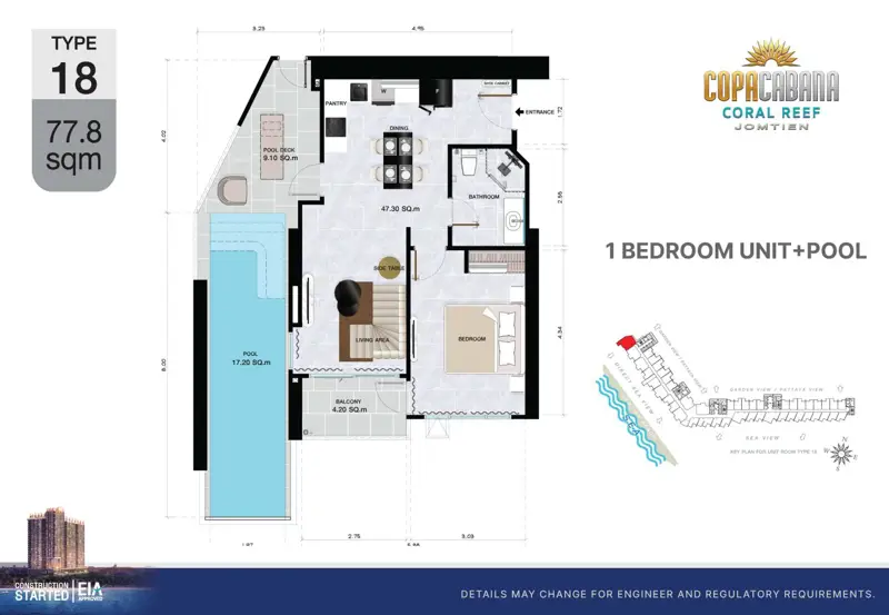 Copacabana Coral Reef Jomtien with private pool!! for sale