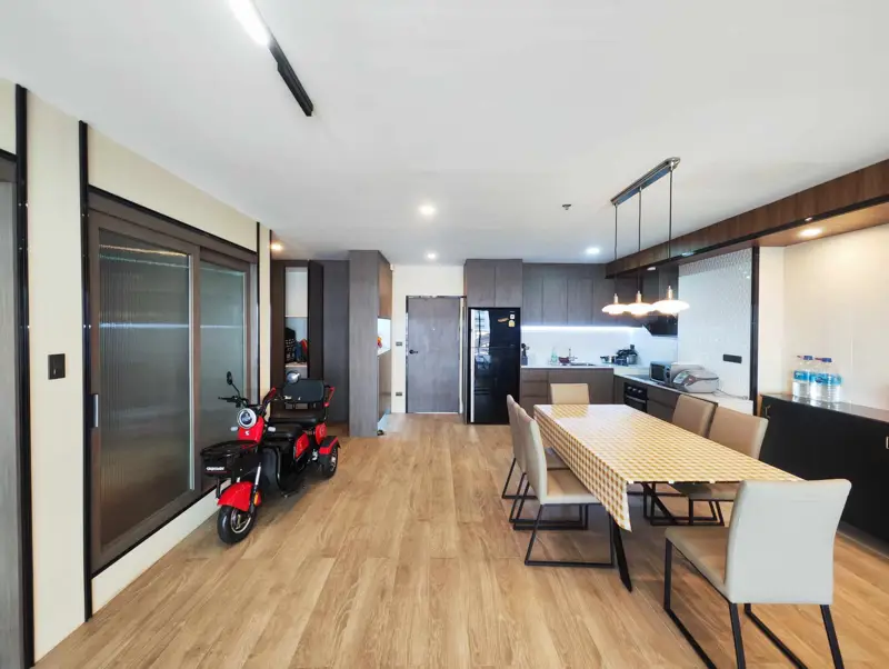 2 bedroom Condo near Jomtien beach with  stunning sea views and fully furnished. and swimming pool, ample parking space, a garden, and a security system