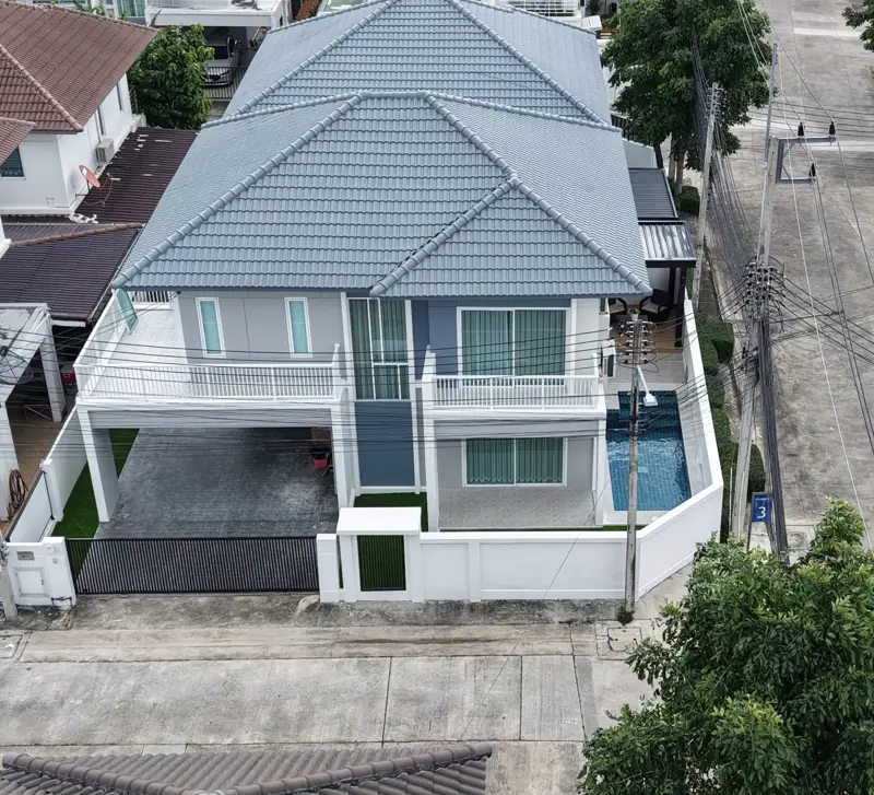  Pruksanara Village, Chaiyaphruek 2, 3 Bedroom 2-story detached house for sale, Jomtien, Pattaya. 3 bedrooms, 3 bathrooms