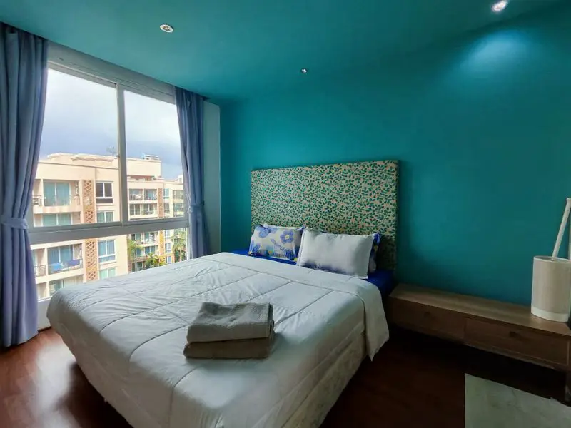  1 bed Condo Jomtien with model beach, waterfall curtain pool, river bridge, giant ship, or a children's water park. 
