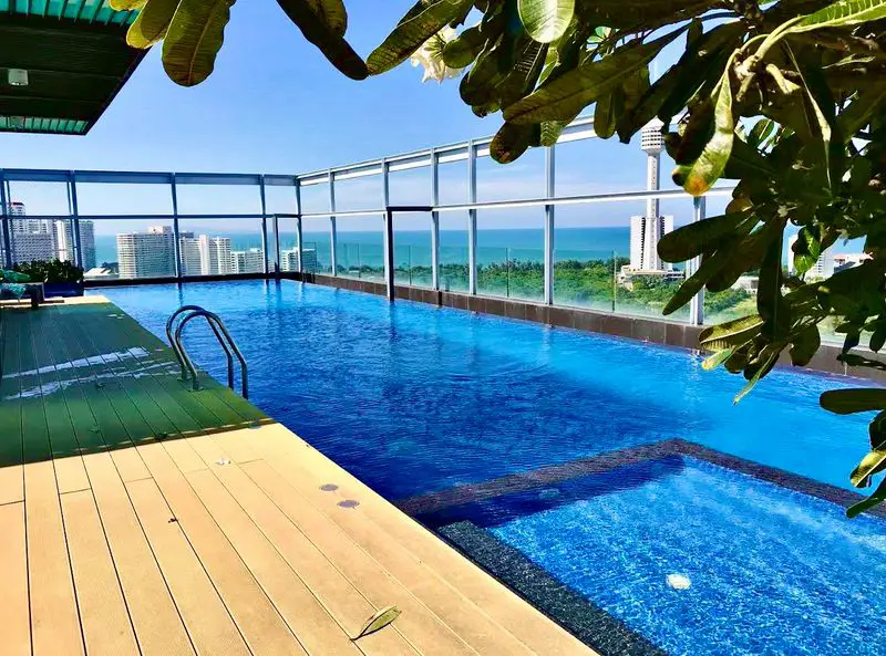 Treetops Pattaya Condo for sale  Sky Garden Rooftop Infinity Pool Rooftop Shallow Pool Fully Equipped Sky Gym Outdoor BBQ Area Sundecks and Shaded Areas Landscaped Tropical Gardens 24 Hour Security