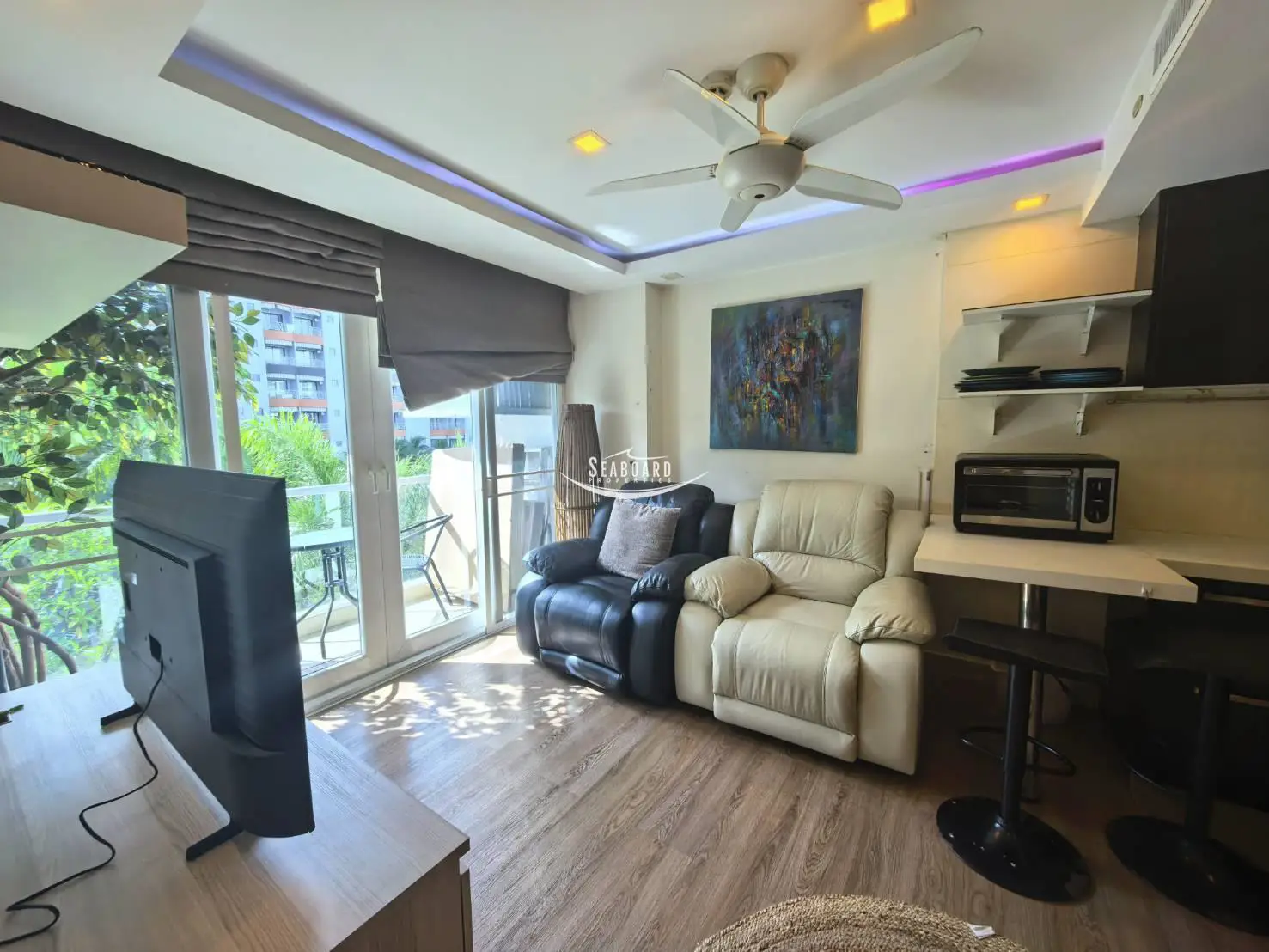 Bright Living Room with Garden View