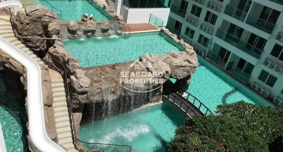 Amazon Residence Condominium for Sale in Jomtien Pattaya - Overhead View of Water Park Pool Facility