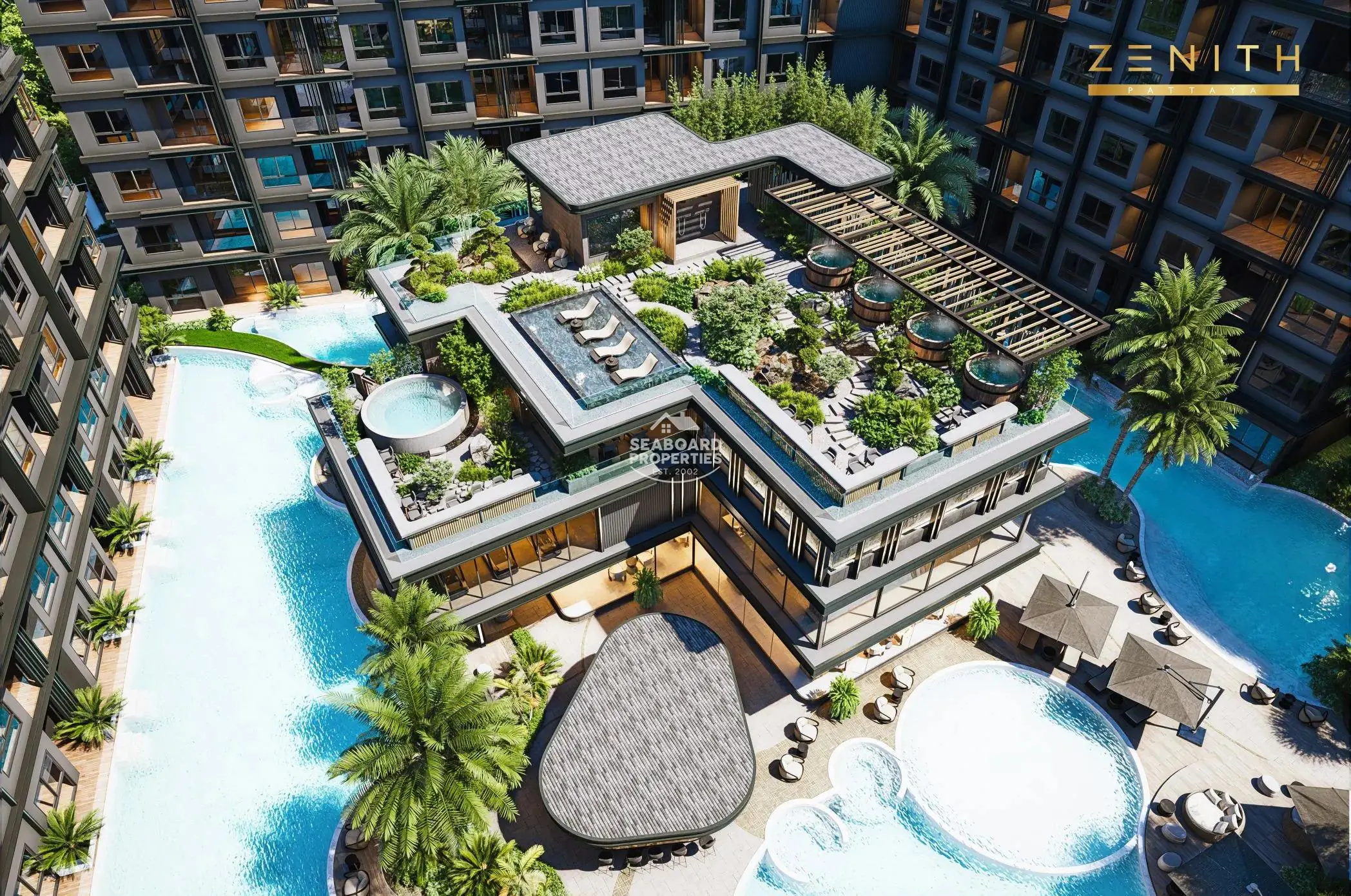 Zenith Pattaya Condo Modern High-Rise Architecture and Pool View