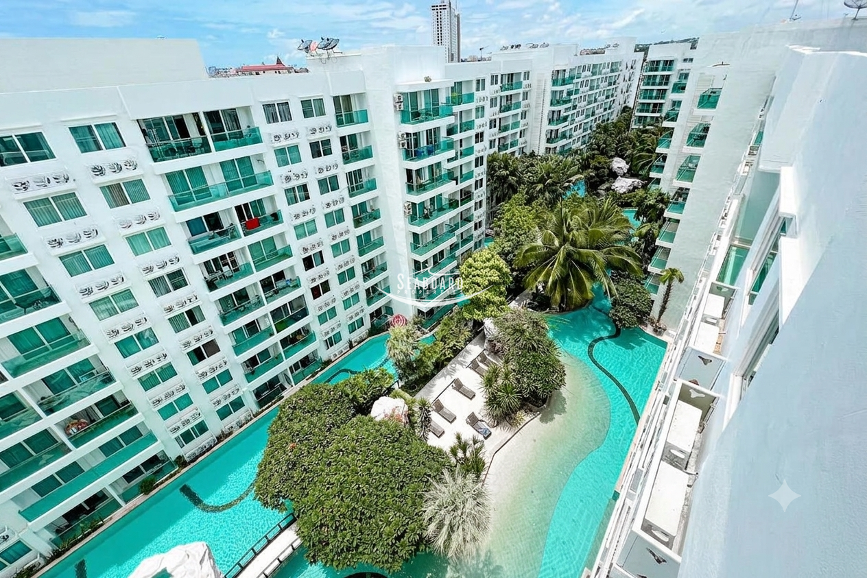 Tropical Condo Buildings & Lagoon Pool