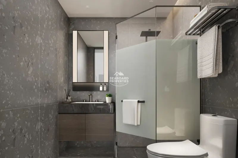 Level Pratumnak Pattaya - Modern En-Suite Bathroom with Glass Shower