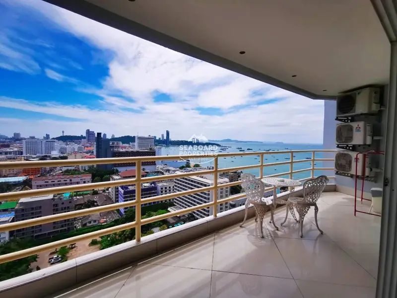 Panoramic ocean view from balcony - View Talay 6 - High Floor Condo Rent Pattaya