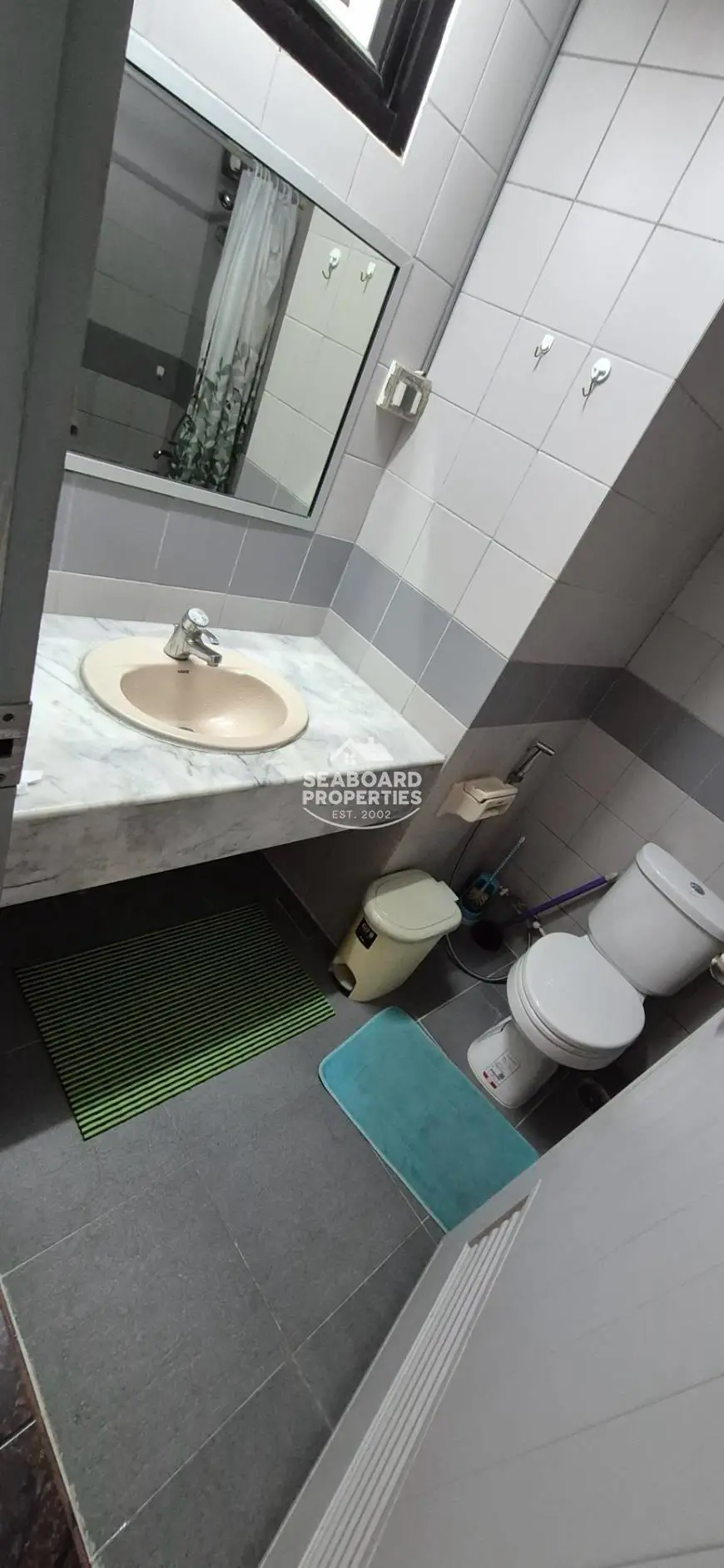 Jomtien Complex Condominium Modern Bathroom Vanity & Glass Shower Area